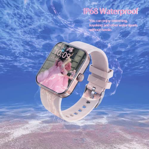 FILIEKEU 𝑯𝒆𝒂𝒓𝒕 𝑹𝒂𝒕𝒆 𝑺𝒎𝒂𝒓𝒕𝒘𝒂𝒕𝒄𝒉 Women F57L Blood Pressure Monitoring Temperature Sports Waterproof Smart Watch Ladies Fashion Pink Silicone Couple Watches Compatible with Android iOS