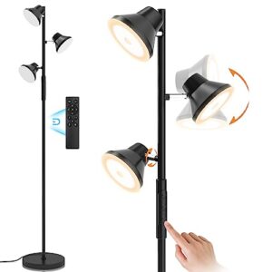 sibrille [upgraded] led floor lamp, 36w dimmable standing lamp with remote & touch control, 2700k-6500k, modern tree floor lamp with 3 rotatable lights, floor lamps for living room, bedroom, office