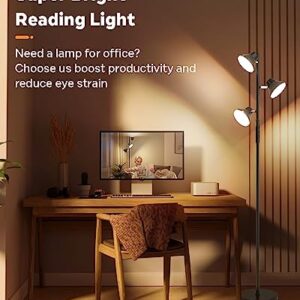 SIBRILLE [Upgraded] LED Floor Lamp, 36W Dimmable Standing Lamp with Remote & Touch Control, 2700K-6500K, Modern Tree Floor Lamp with 3 Rotatable Lights, Floor Lamps for Living Room, Bedroom, Office