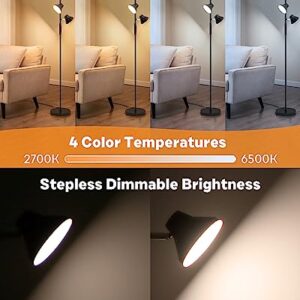 SIBRILLE [Upgraded] LED Floor Lamp, 36W Dimmable Standing Lamp with Remote & Touch Control, 2700K-6500K, Modern Tree Floor Lamp with 3 Rotatable Lights, Floor Lamps for Living Room, Bedroom, Office