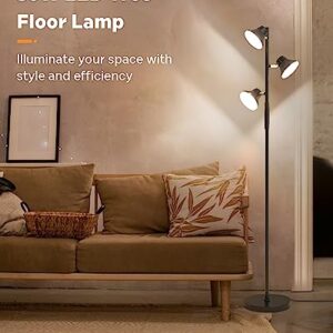 SIBRILLE [Upgraded] LED Floor Lamp, 36W Dimmable Standing Lamp with Remote & Touch Control, 2700K-6500K, Modern Tree Floor Lamp with 3 Rotatable Lights, Floor Lamps for Living Room, Bedroom, Office