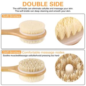 Shower Brush for Body, Coolbird Back Scrubber for Shower Brush with Soft and Stiff Bristles, Bath Dual-Sided Long Handle, Solid Wood Frame & Boar Hair Exfoliating Brush for Wet Brush Dry Brush