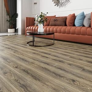 Stickyart 18-Piece Oak Wood Vinyl Flooring Peel and Stick Waterproof Flooring for Bathroom Kitchen 6"x36" Self Adhesive Wood Vinyl Floor Tiles for Living Room Laundry Removable Light Brown