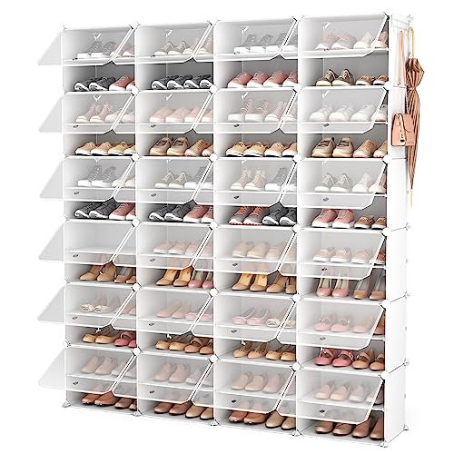 ROJASOP Shoe Storage Cabinet, 12-Tier Shoe Organizer 96 Pairs Extra Large Plastic Shoe Rack with Covers Portable Shoe Rack Organizer with Doors Big Shoe Rack for Closet Entryway Bedroom