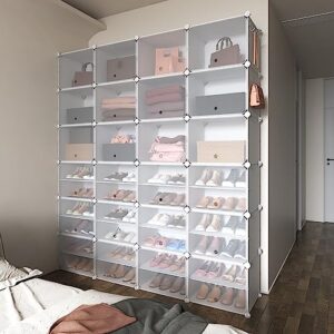 ROJASOP Shoe Storage Cabinet, 12-Tier Shoe Organizer 96 Pairs Extra Large Plastic Shoe Rack with Covers Portable Shoe Rack Organizer with Doors Big Shoe Rack for Closet Entryway Bedroom