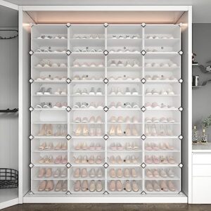 ROJASOP Shoe Storage Cabinet, 12-Tier Shoe Organizer 96 Pairs Extra Large Plastic Shoe Rack with Covers Portable Shoe Rack Organizer with Doors Big Shoe Rack for Closet Entryway Bedroom