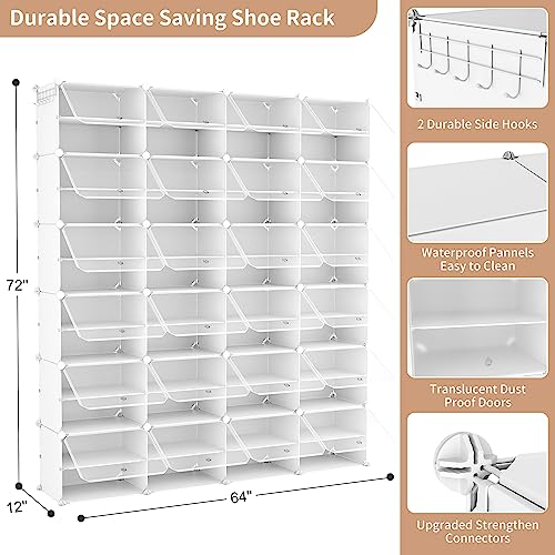 ROJASOP Shoe Storage Cabinet, 12-Tier Shoe Organizer 96 Pairs Extra Large Plastic Shoe Rack with Covers Portable Shoe Rack Organizer with Doors Big Shoe Rack for Closet Entryway Bedroom