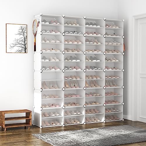 ROJASOP Shoe Storage Cabinet, 12-Tier Shoe Organizer 96 Pairs Extra Large Plastic Shoe Rack with Covers Portable Shoe Rack Organizer with Doors Big Shoe Rack for Closet Entryway Bedroom