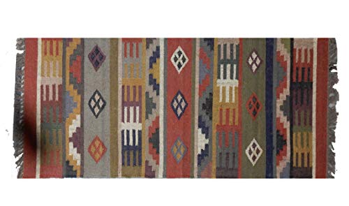 iinfinize Handwoven Kilim Area Rug Decorative Wool Jute Runner for Living Room, Dining Room Rug, Bedroom Carpet 4x6 Feet Rectangle Boho Meditation Mat