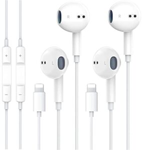 2 packs-apple earbuds for iphone headphones wired earphones [apple mfi certified](built-in microphone & volume control) noise isolating headsets for iphone 13/12/11/xr/xs/x/8/support all ios system