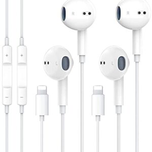 2 Packs-Apple Earbuds for iPhone Headphones Wired Earphones [Apple MFi Certified](Built-in Microphone & Volume Control) Noise Isolating Headsets for iPhone 13/12/11/XR/XS/X/8/Support All iOS System