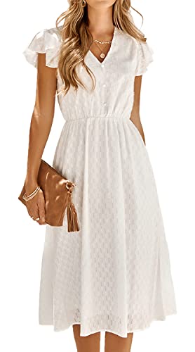 Camisunny Fashion 2023 Summer Dresses Sundress for Women Trendy Sexy V Neck High Waist White Size XL