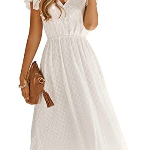 Camisunny Fashion 2023 Summer Dresses Sundress for Women Trendy Sexy V Neck High Waist White Size XL