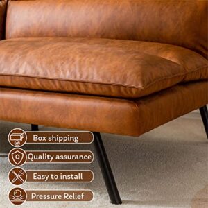 CH CHARME HOUSE Bed Convertible futon Couch with Adjustable Backrest and Armrest Modern Sleeper Sofa for Office Living Bedroom and Sitting Room, Small, Brown