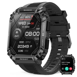 anytec military smart watches for men, 1.95'' ip68 waterproof smart watch with bluetooth call (answer/make calls), fitness tracker watch with 120+ sports modes, tactical smartwatch for android iphone