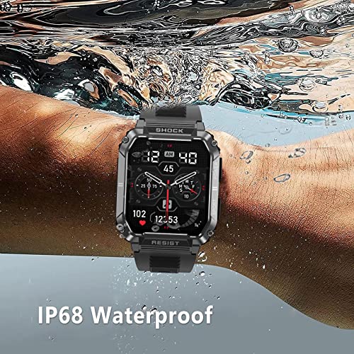 ANYTEC Military Smart Watches for Men, 1.95'' IP68 Waterproof Smart Watch with Bluetooth Call (Answer/Make Calls), Fitness Tracker Watch with 120+ Sports Modes, Tactical Smartwatch for Android iPhone