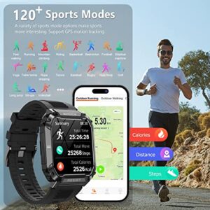 ANYTEC Military Smart Watches for Men, 1.95'' IP68 Waterproof Smart Watch with Bluetooth Call (Answer/Make Calls), Fitness Tracker Watch with 120+ Sports Modes, Tactical Smartwatch for Android iPhone