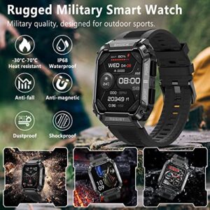 ANYTEC Military Smart Watches for Men, 1.95'' IP68 Waterproof Smart Watch with Bluetooth Call (Answer/Make Calls), Fitness Tracker Watch with 120+ Sports Modes, Tactical Smartwatch for Android iPhone