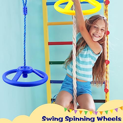 Puteraya 6 Pack Ninja Wheel Obstacle Swing Sets Swing Spinning Wheels Swing Wheel Gymnastic Wheel for Adult Kids Obstacle Course Jungle Gym Backyard Playground Accessories