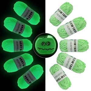 diy glow in the dark yarn 5 rolls yarn for crocheting, glow in the dark yarn for crochet,glow yarn for knitting,crocheting for crochet diy arts and crafts sewing beginners,suitable for party,halloween