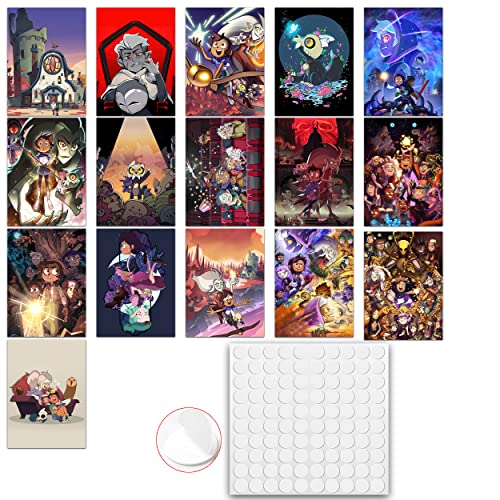 Punchi Owl House Posters (16 Pack with Wall Collage Kit) 11.4" x 8.2" Anime Owl Poster Unframed Version HD Printing Poster for Living Room Bedroom Club Wall Art Decor Teens