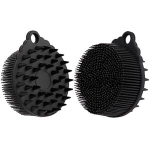 2pack silicone body scrubber, qewro dual-sided body buffer exfoliating brush with silicone loofah, scalp exfoliator hair shampoo skin cleaning, bath & body brushes for men women use in shower