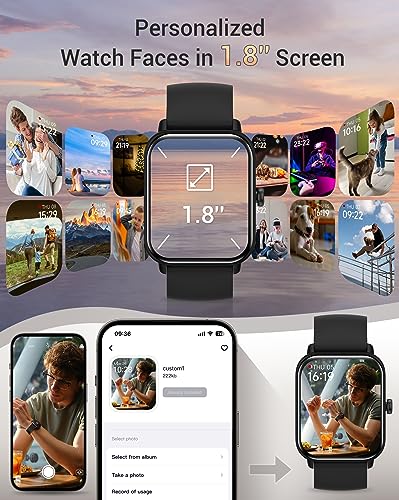 Yoever Smart Watches for Men with Alexa, 1.8'' Bluetooth Call Fitness Tracker Watch, Heart Rate Sleep Monitor Step Counter, Sports Workout Activity Trackers for Christmas Birthday Gifts Men Dad Father