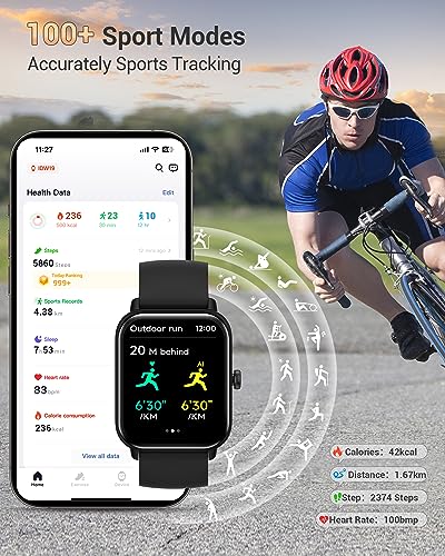 Yoever Smart Watches for Men with Alexa, 1.8'' Bluetooth Call Fitness Tracker Watch, Heart Rate Sleep Monitor Step Counter, Sports Workout Activity Trackers for Christmas Birthday Gifts Men Dad Father