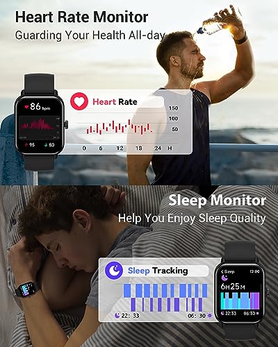 Yoever Smart Watches for Men with Alexa, 1.8'' Bluetooth Call Fitness Tracker Watch, Heart Rate Sleep Monitor Step Counter, Sports Workout Activity Trackers for Christmas Birthday Gifts Men Dad Father