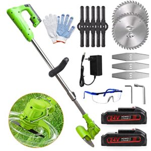 electric weed eater,weed wacker battery powered,3 in 1 cordless lawn trimmer with adjustable handle 3 types blades weed eater brush cutter for yard and garden