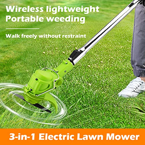 Electric Weed Eater,Weed Wacker Battery Powered,3 in 1 Cordless Lawn Trimmer with Adjustable Handle 3 Types Blades Weed Eater Brush Cutter for Yard and Garden