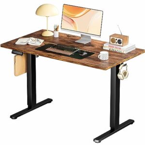 Sweetcrispy Standing Desk, Stand Up Desk, Electric Standing Desk with Splice Board, 31 x 24in Ergonomic Height Adjustable Desk Sit to Stand Desk, Computer Workstation Home Office Desk-Rustic Brown