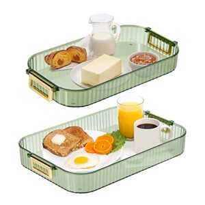 arderlive serving tray plastic for serving food, great for dinner tray, tea tray, bar tray, breakfast tray - for party bed resuable tray set of 2 12.4" x 7" & 14" x 9.8", green