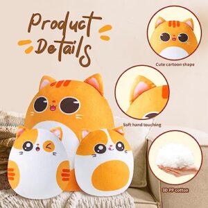 KMUYSL Cat Plush, 3 PCS Cat Plushies Toys, Kawaii Soft Stuffed Animals Plush Pillow Set for Kids Girls, Ideal Chrismas Birthday Gift