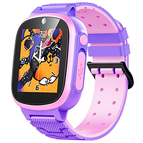 Kids Smart Watch Gift for Girls Age 4-12, Smart Watch for Kids Boys Girls Toys for Kids with HD Touchscreen 20 Puzzle Games Camera Video, Music Player, Alarm Clock Calendaring (Purple)