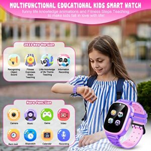 Kids Smart Watch Gift for Girls Age 4-12, Smart Watch for Kids Boys Girls Toys for Kids with HD Touchscreen 20 Puzzle Games Camera Video, Music Player, Alarm Clock Calendaring (Purple)