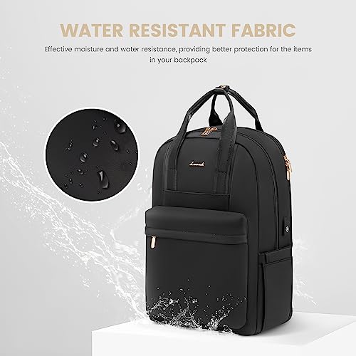 LOVEVOOK Laptop Backpack Purse for Women, 17 Inch Travel Laptop Bag with USB Port, Durable Work Computer Backpack, Water Proof College Casual Daypack - Black