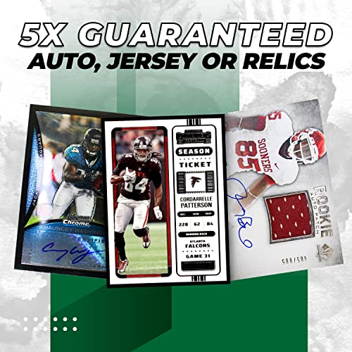 NFL Football Card Hits Mystery Pack | 5X Autograph, Jersey or Relic Cards Guaranteed | Unsorted & Unpicked | Genuine Chance to find Rare & Valuable Cards | Authentic | by Cosmic Gaming Collections