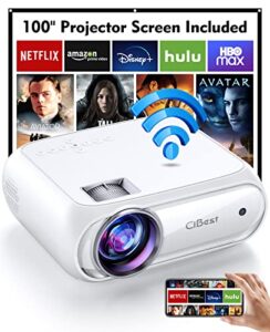 mini projector, elephas 2023 upgraded native 1080p wifi projector, 12000 lux portable projector with projector screen, movie projector compatible with android/ios/windows/tv stick/hdmi/usb