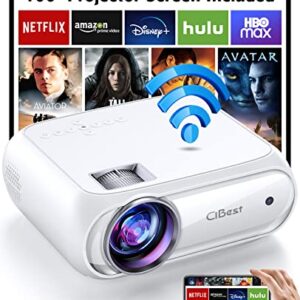 Mini Projector, ELEPHAS 2023 Upgraded Native 1080P WiFi Projector, 12000 Lux Portable Projector with Projector Screen, Movie Projector Compatible with Android/iOS/Windows/TV Stick/HDMI/USB