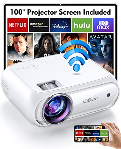 Mini Projector, ELEPHAS 2023 Upgraded Native 1080P WiFi Projector, 12000 Lux Portable Projector with Projector Screen, Movie Projector Compatible with Android/iOS/Windows/TV Stick/HDMI/USB