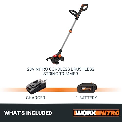 Worx Nitro 20V Brushless 13” Cordless String Trimmer - WG173 (Battery & Charger Included)