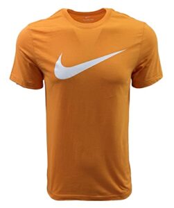 nike men's sportswear swoosh t-shirts (small, kumquat/white)