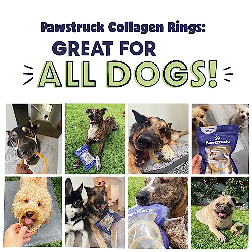 Pawstruck Natural Beef Collagen Rings for Dogs - Vet-Approved Long Lasting Alternative to Traditional Rawhide & Bully Sticks - High Protein Dental Treat w/Glucosamine & Chondroitin - 3 Pack