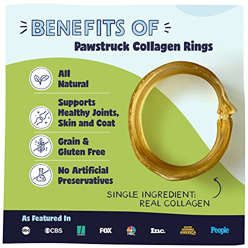 Pawstruck Natural Beef Collagen Rings for Dogs - Vet-Approved Long Lasting Alternative to Traditional Rawhide & Bully Sticks - High Protein Dental Treat w/Glucosamine & Chondroitin - 3 Pack