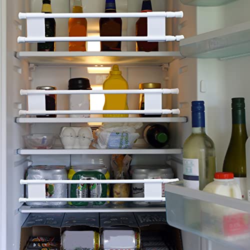 4pcs Rv Refrigerator Bars, Adjustable Rv Fridge Tension Bars Extendable to 15.8-27.6in Metal Rv Fridge Bars for Holding Food Drinks Rv Refrigerator Accessories