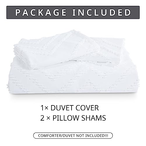 HOMBYS Oversized King Duvet Cover Set 120x120,Cream White Tufted Duvet Cover with 2 Pillowcases, Boho Duvet Cover Set for All Season with Zipper Closure, Shabby Chic 3 Pieces Soft Bedding Set