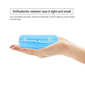 Retainer Case with Vent Holes Denture Box Mouthguard Container Mouthpiece Aligner Case with Hinged Lid Snaps for Office Travel Household Airtight Containers (Blue, One Size)