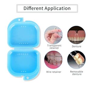 Retainer Case with Vent Holes Denture Box Mouthguard Container Mouthpiece Aligner Case with Hinged Lid Snaps for Office Travel Household Airtight Containers (Blue, One Size)