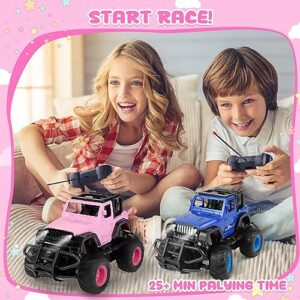 FUUY 4WD Girl Remote Control Car Upgarde 1:32 RC Trucks with Headlight Fast Tiny Toy Car 4WD RC Cute Pink Jeep for Girls Kids
